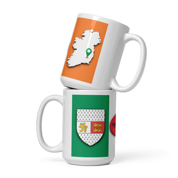 County Carlow Ireland Coffee Tea Mug With Carlow Coat of Arms and Ogham