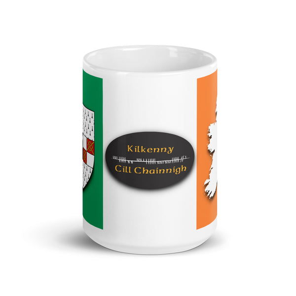 County Kilkenny Ireland Coffee Tea Mug With Kilkenny Coat of Arms and Ogham