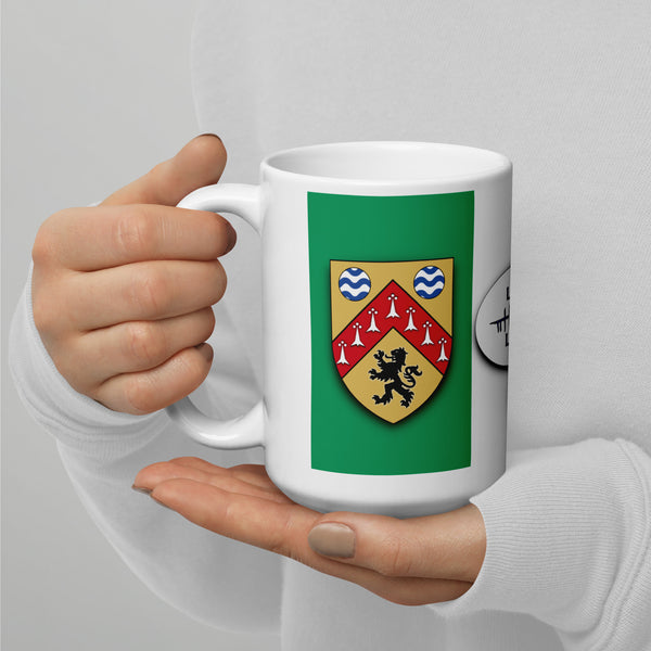 County Laois Ireland Coffee Tea Mug With Laois Coat of Arms and Ogham