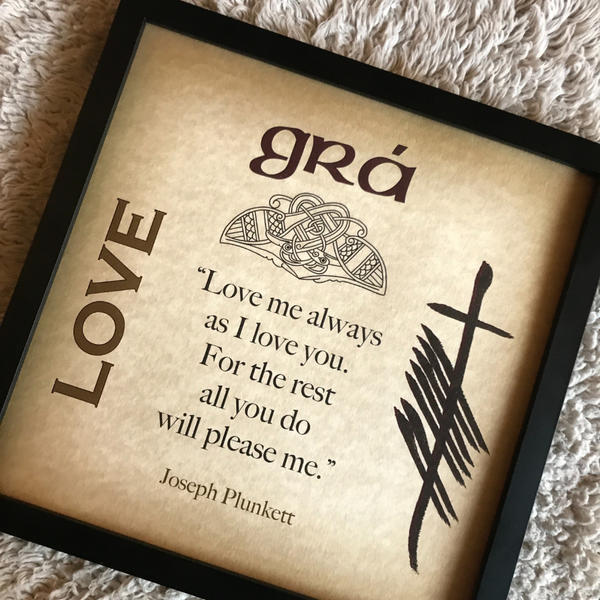 Ogham Art Love Grá- Quote print