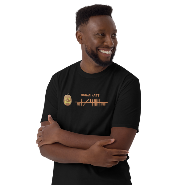 Ogham Art's Samhain T-Shirt black on black male