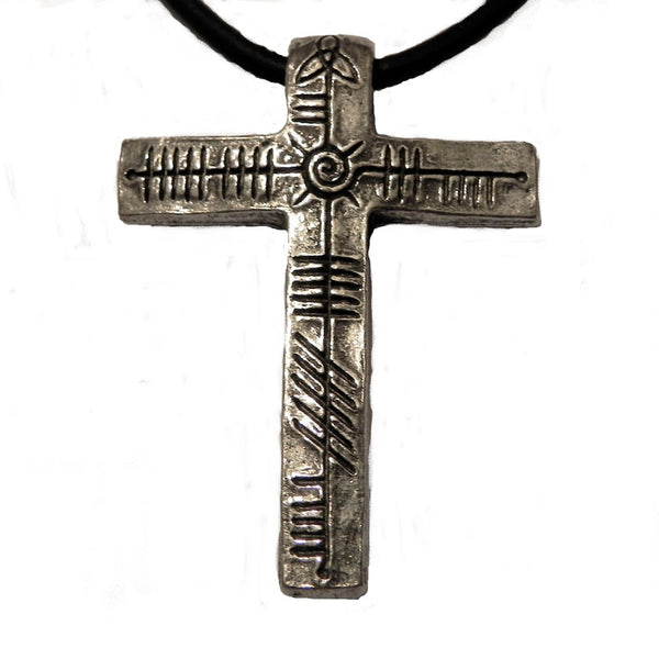 Ogham Art Jesus Christ Cross Pewter Pendant