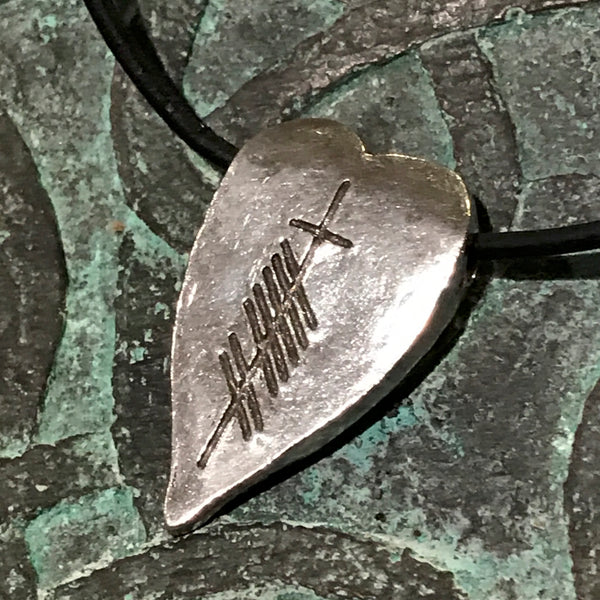 Ogham Art Love Gra Pewter Heart Pendant Celtic Gift