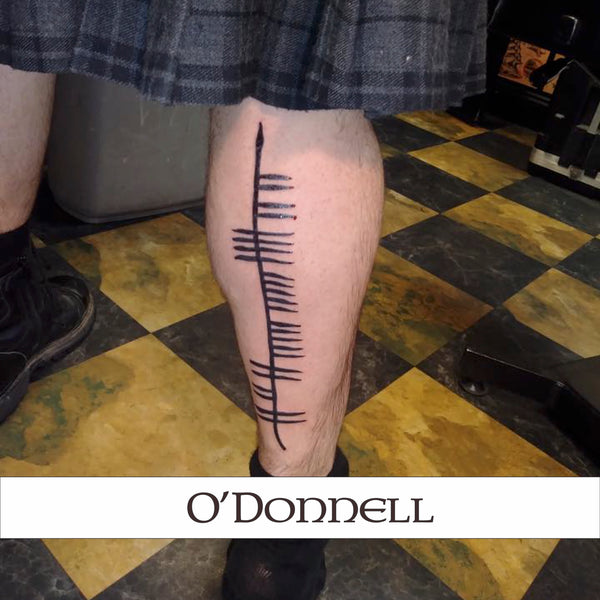 Ogham Tattoo back leg