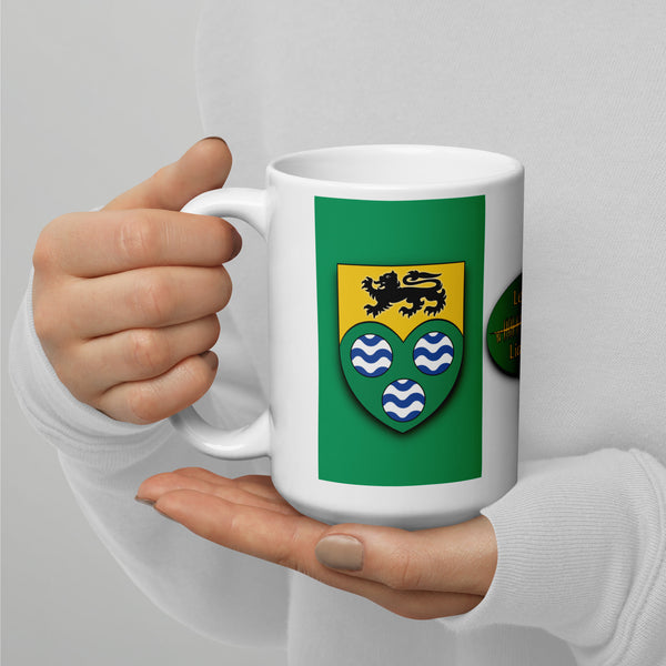 County Leitrim Ireland Coffee Tea Mug With Leitrim Coat of Arms and Ogham