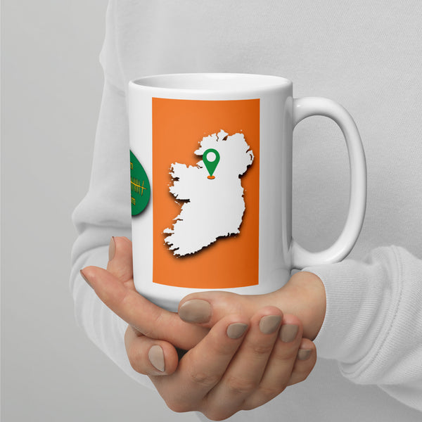 County Leitrim Ireland Coffee Tea Mug With Leitrim Coat of Arms and Ogham