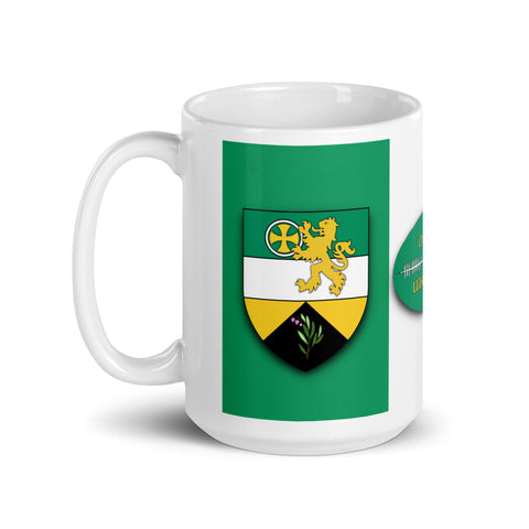County Offaly Ireland Coffee Tea Mug With Offaly Coat of Arms and Ogham