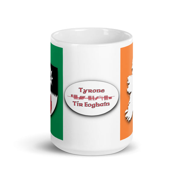 County Tyrone Ireland Coffee Tea Mug With Tyrone Coat of Arms and Ogham