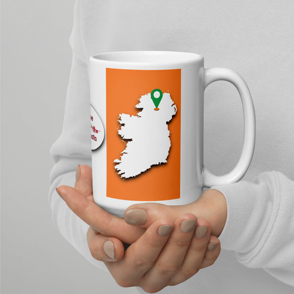 County Tyrone Ireland Coffee Tea Mug With Tyrone Coat of Arms and Ogham