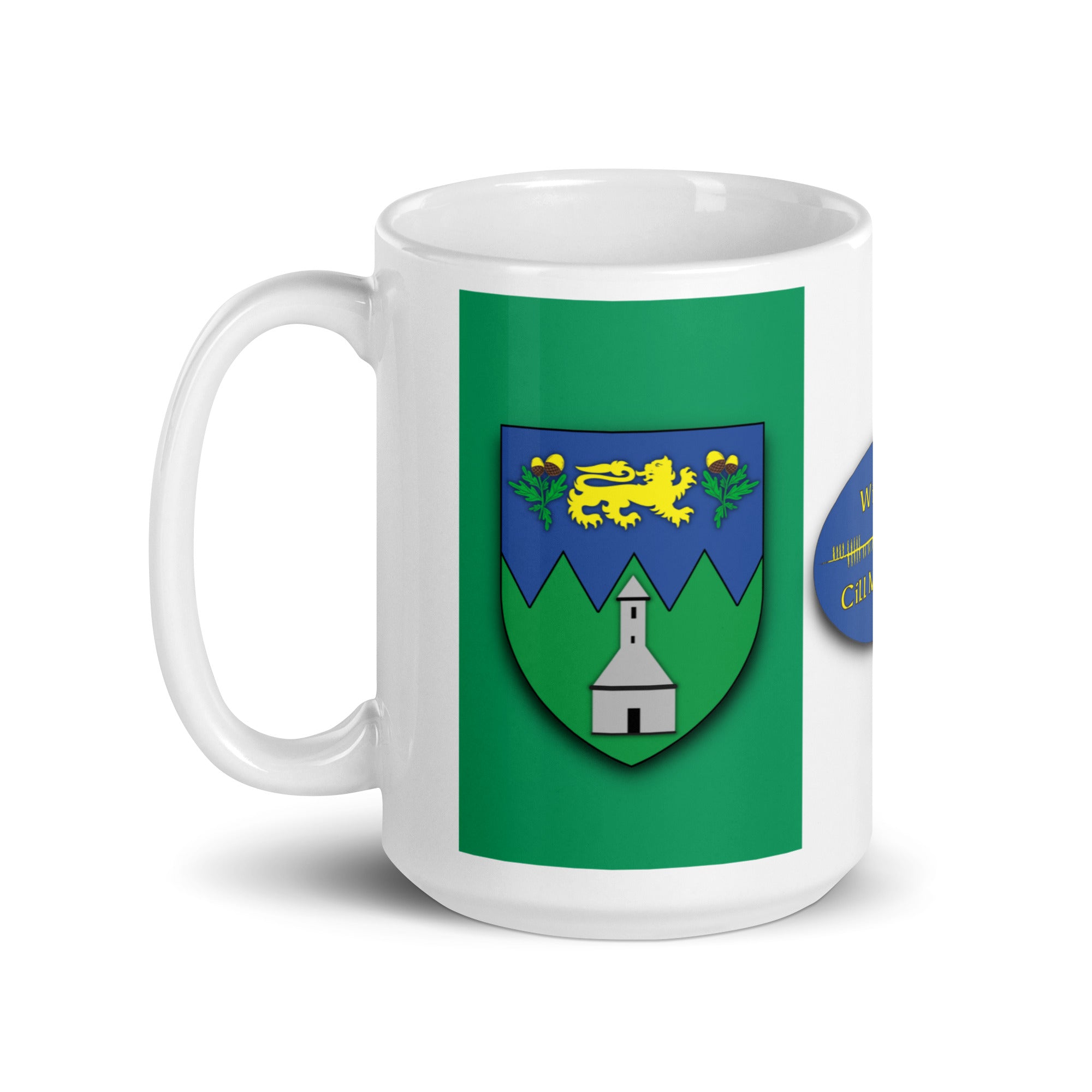 County Wicklow Ireland Coffee Tea Mug With Wicklow Coat of Arms and Ogham