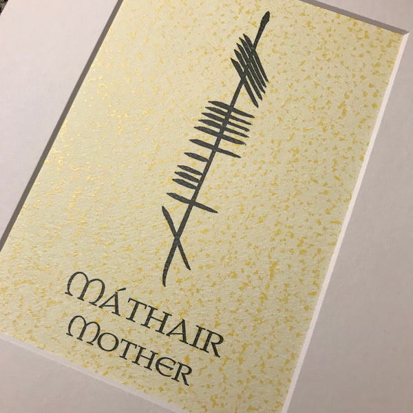 Close up  of yellow Mother Ogham print