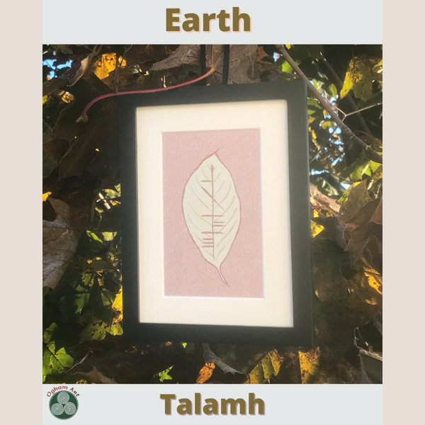 Ogham Art Earth - Talamh leaf print