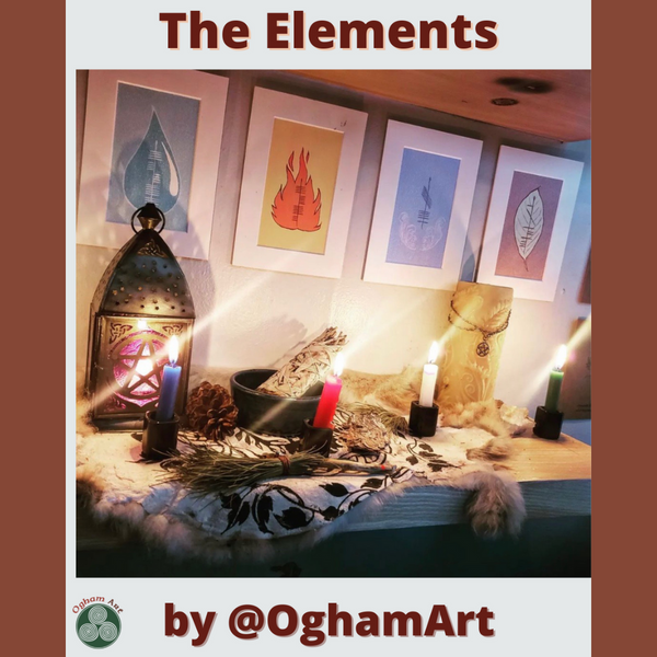 Ogham Art Elements prints on display 