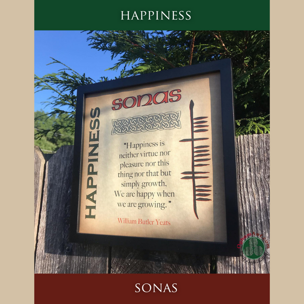 Ogham Art Happiness - Sonas Quotable print