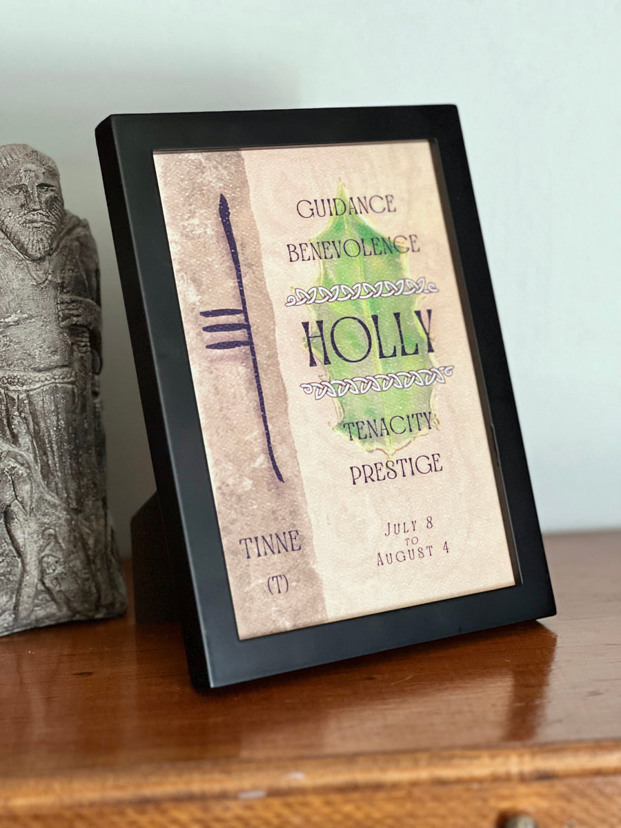 Holly Tree & Ogham Letter Tinne Celtic Tree Astrology OghamArt