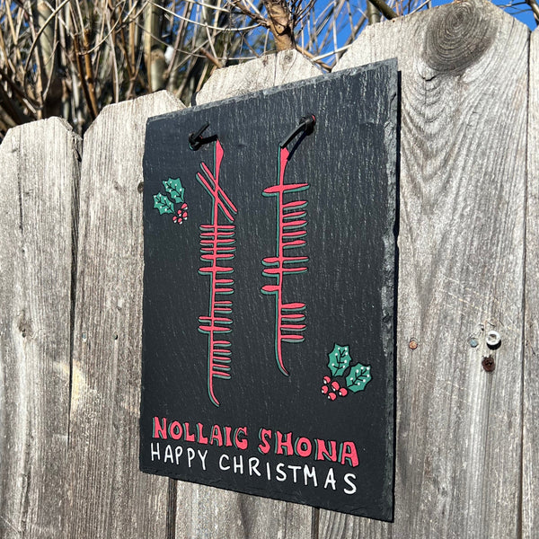 Happy Christmas (Nollaig Shona) Slate Plaque