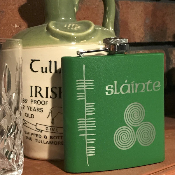 Health Sláinte Stainless Steel Engraved Irish Whiskey Flask