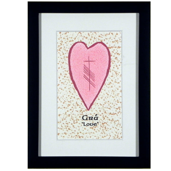 Ogham Art Love Gra Heart Print Celtic Gift