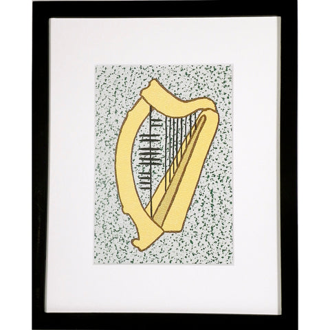 Ogham Art Music Ceol Irish Harp Print 