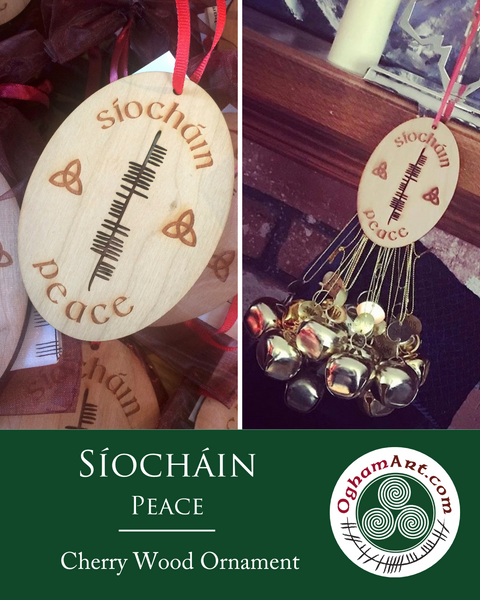 Peace (Síocháin) Cherry Wood Ornament